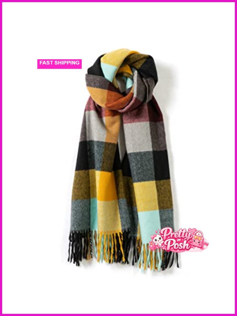 Wool Blend Plaid Scarf Soft Thick Shawl Wrap Gift Box